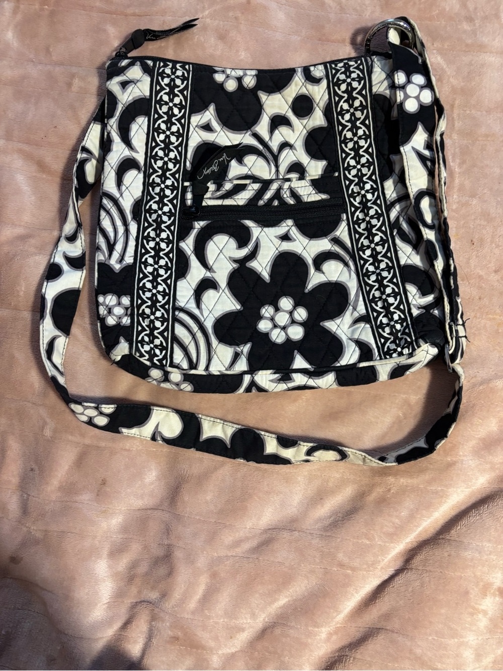 Vera Bradley Black & White Floral Quilted Crossbody